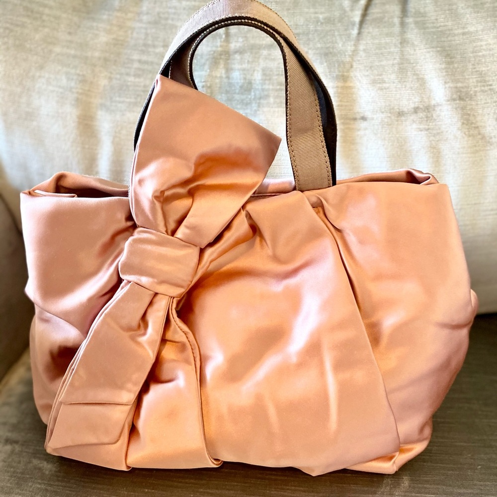 NWT J. Crew Blush Satin Bow Bag